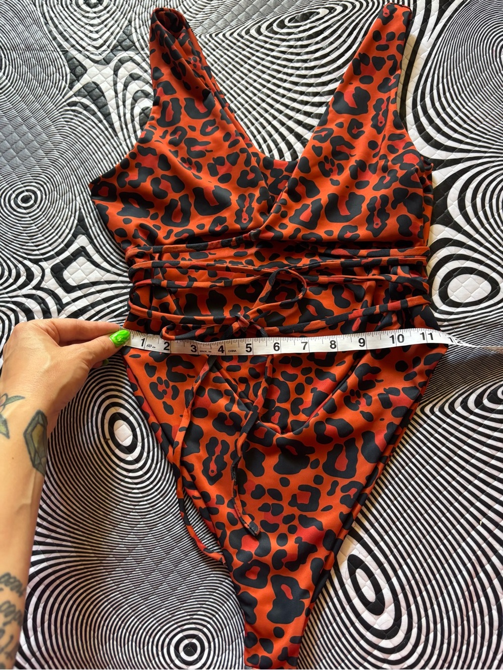 Leopard Print Rust One-Piece Swimsuit - Picture 3 of 5
